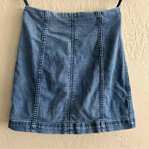 Free People Denim Panel Mini Skirt - Light Blue